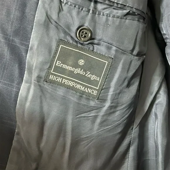 Ermenegildo Zegna Men's 52R Blue Wool Plaid Blazer Formal Designer Business - Picture 5 of 15